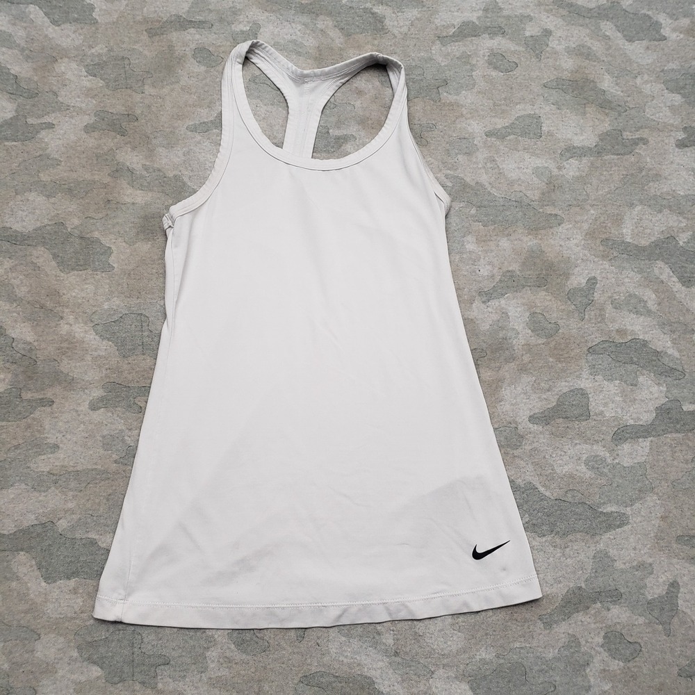 Nike Tank Top Womens XS White Dri-Fit Sleeveless Running Outdoors Gym Fitness